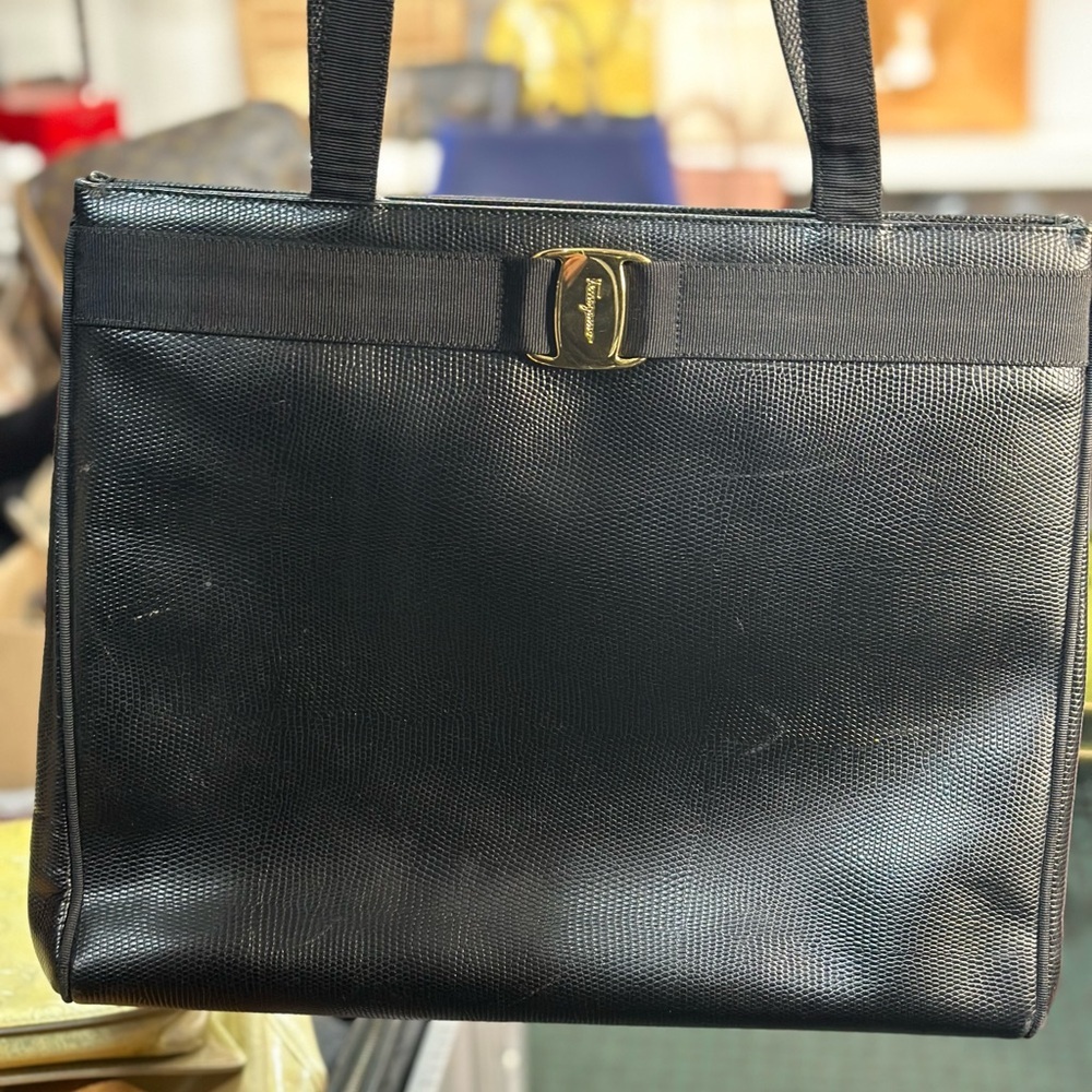 Ferragamo Embossed Lizard Tote